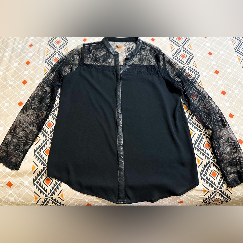 Express Black Lace Detail Blouse